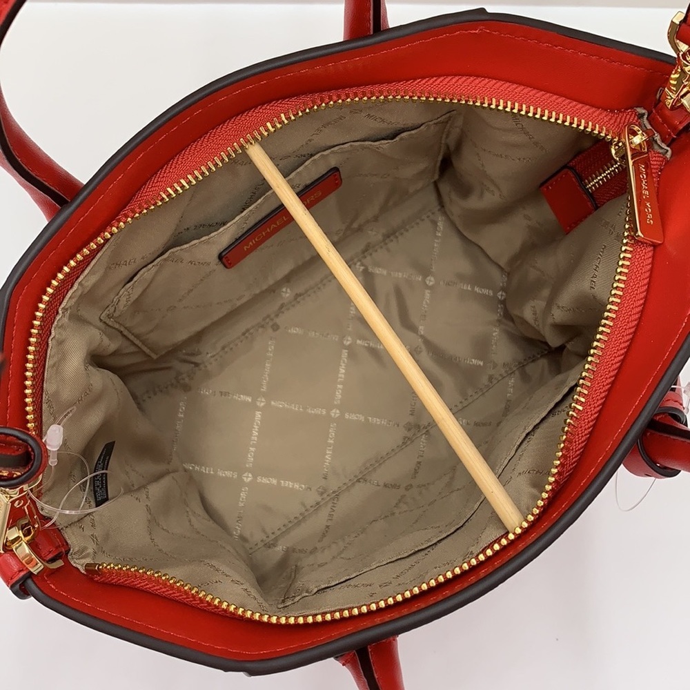 Michael Kors Avril Small Leather Top-Zip Satchel Flame color - Picture 12 of 16